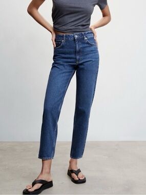 Mango Classic Medium Blue Women’s Straight Fit Mom Jeans Size 6